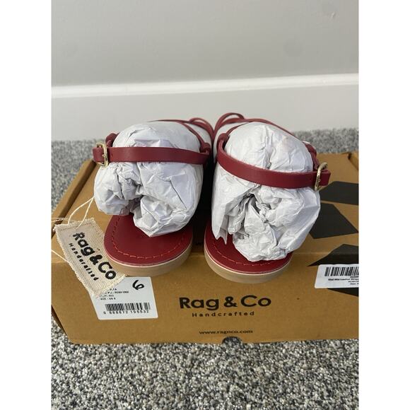 Rag and Co RITA Strappy Flat Leather Sandals Red NEW Size 6 - Picture 4 of 5